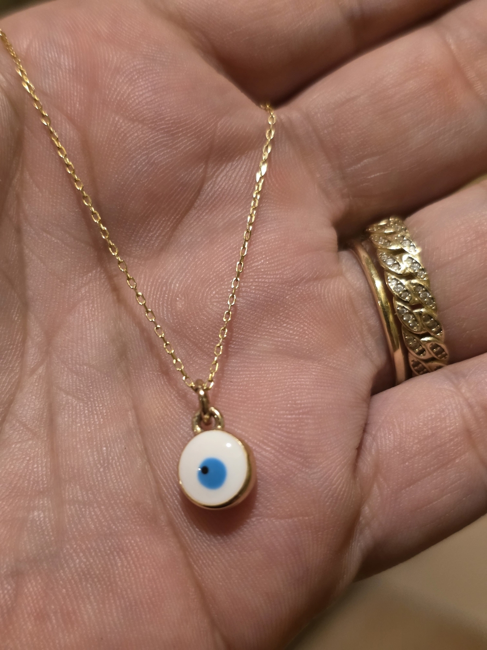 10k Gold Evil Eye Pendant Necklace